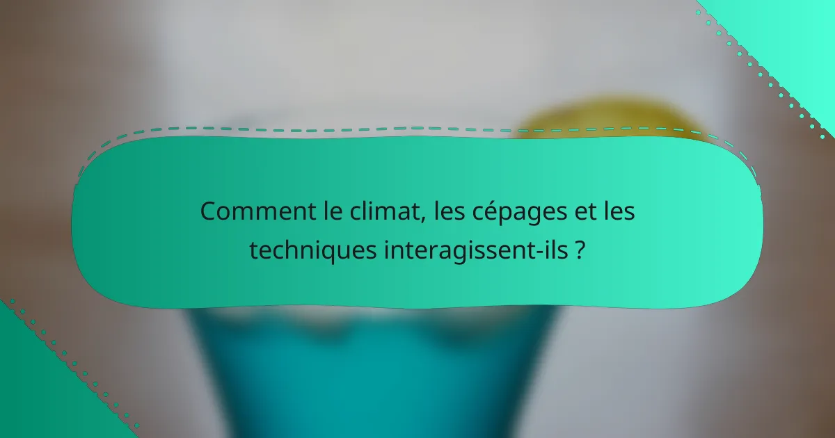 Comment le climat, les cépages et les techniques interagissent-ils ?