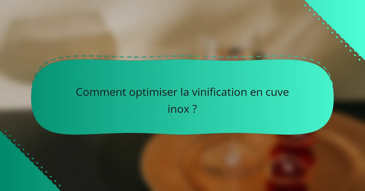 Comment optimiser la vinification en cuve inox ?
