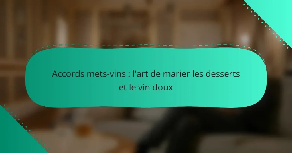 Accords mets-vins : l’art de marier les desserts et le vin doux
