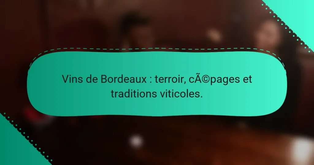 Vins de Bordeaux : terroir, cépages et traditions viticoles.