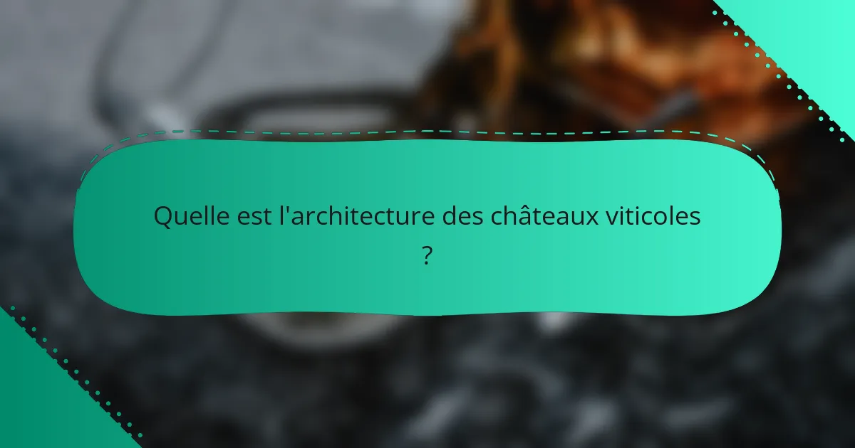 Quelle est l'architecture des châteaux viticoles ?