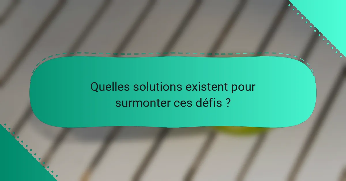 Quelles solutions existent pour surmonter ces défis ?
