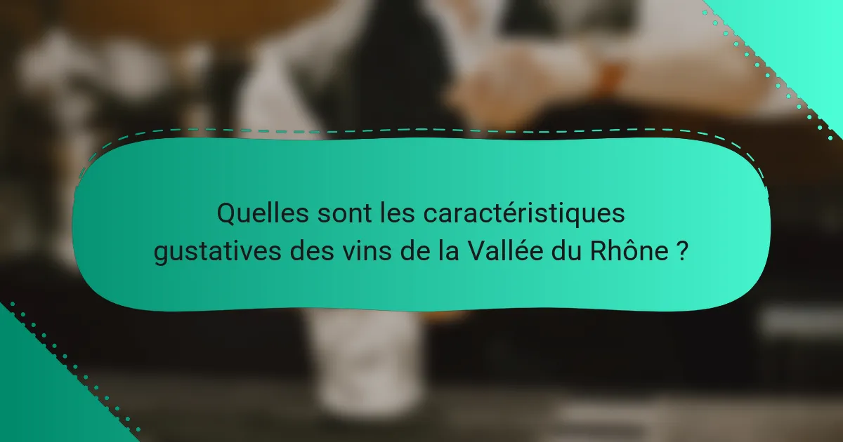 Quelles sont les caractéristiques gustatives des vins de la Vallée du Rhône ?