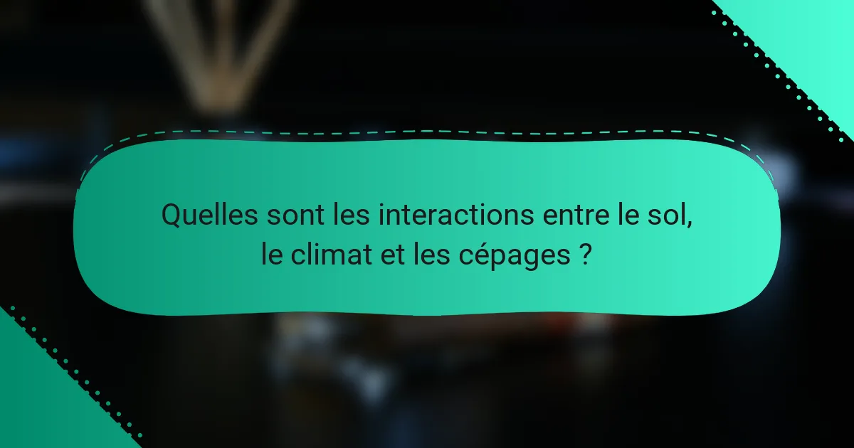 Quelles sont les interactions entre le sol, le climat et les cépages ?