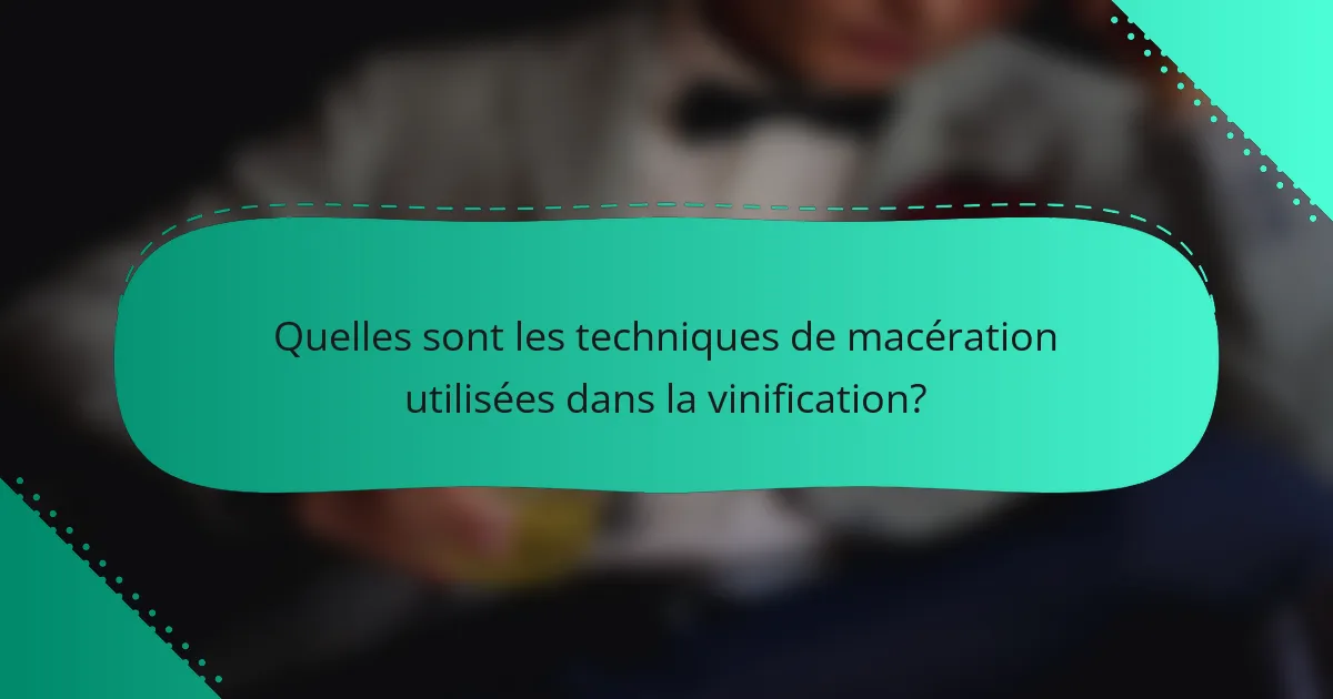 Quelles sont les techniques de macération utilisées dans la vinification?