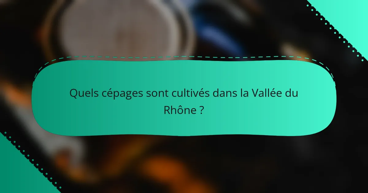 Quels cépages sont cultivés dans la Vallée du Rhône ?