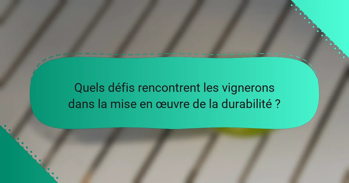 Quels défis rencontrent les vignerons dans la mise en œuvre de la durabilité ?