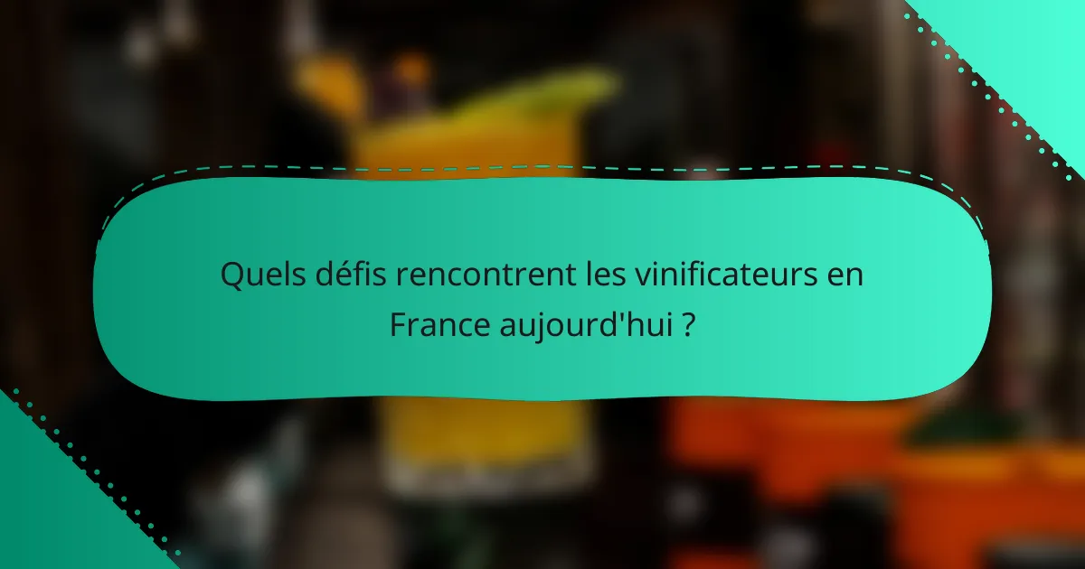 Quels défis rencontrent les vinificateurs en France aujourd'hui ?