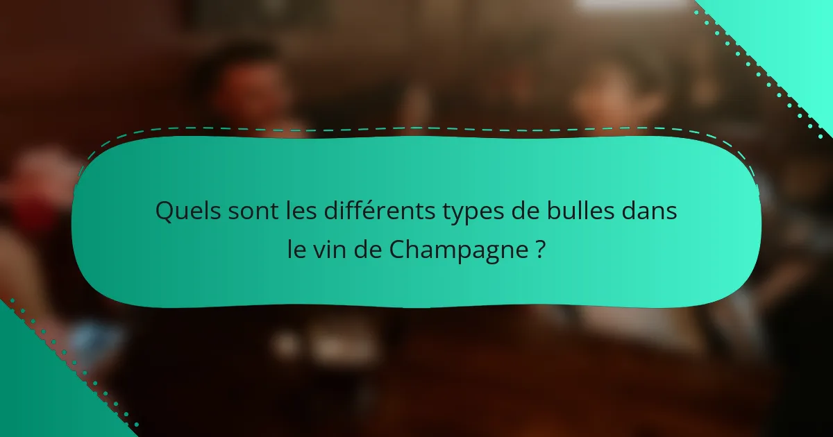 Quels sont les différents types de bulles dans le vin de Champagne ?