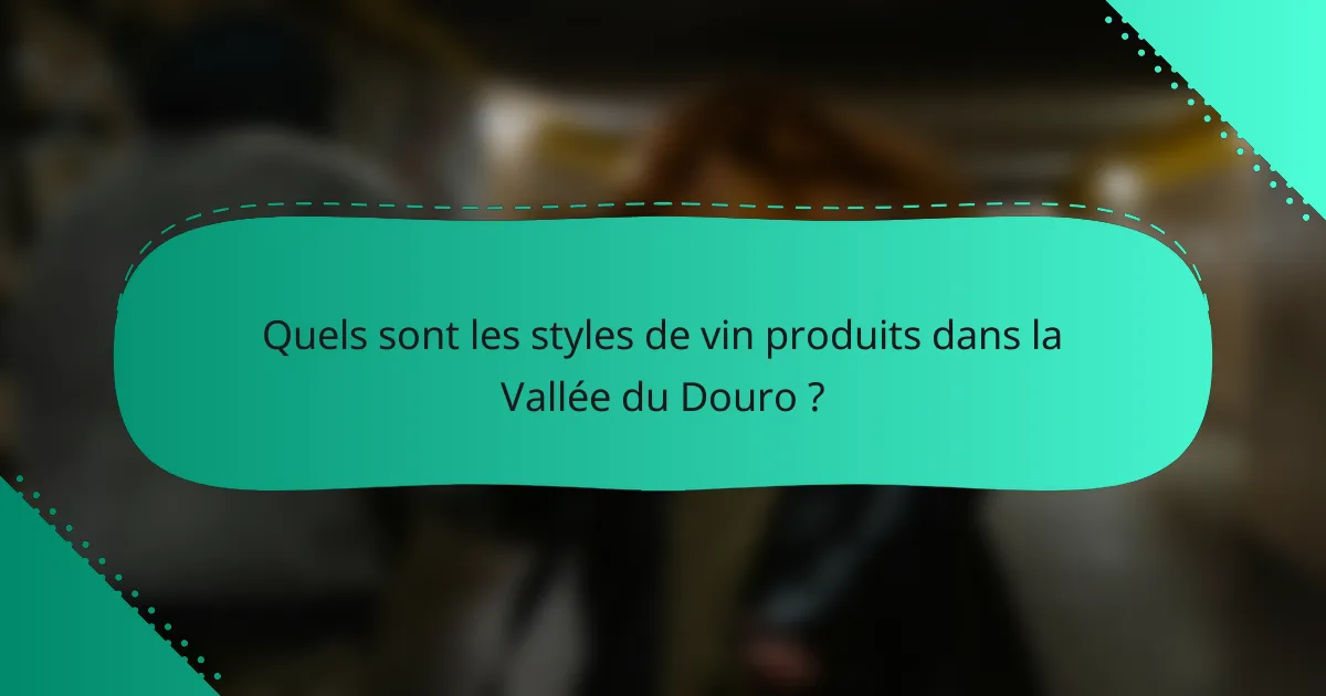 Quels sont les styles de vin produits dans la Vallée du Douro ?
