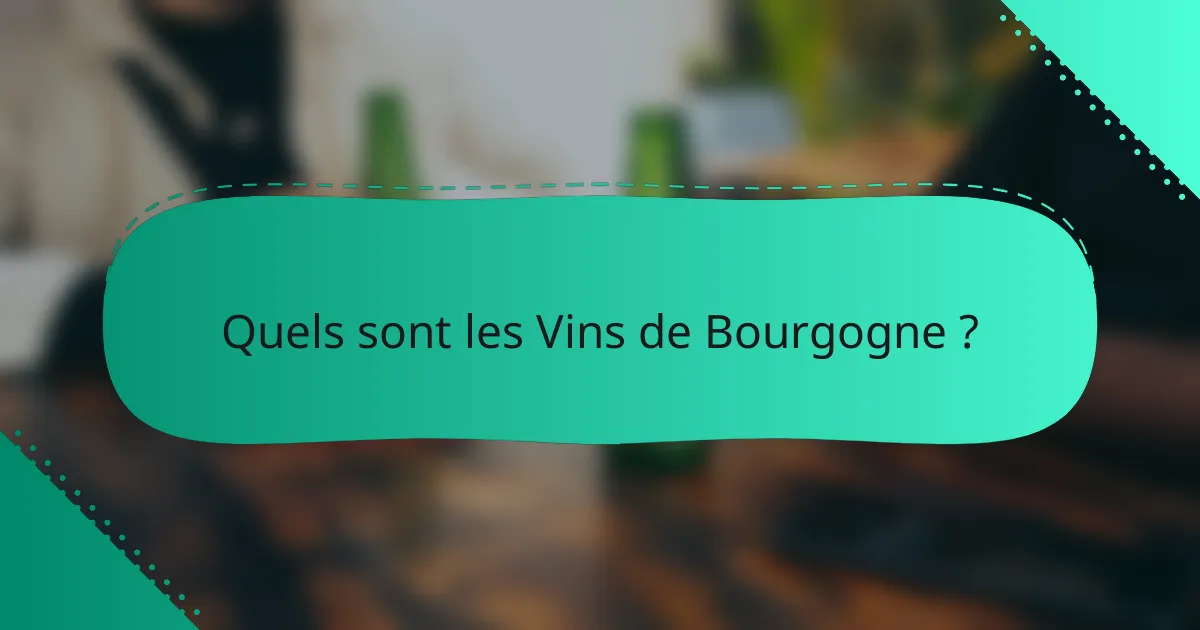 Quels sont les Vins de Bourgogne ?