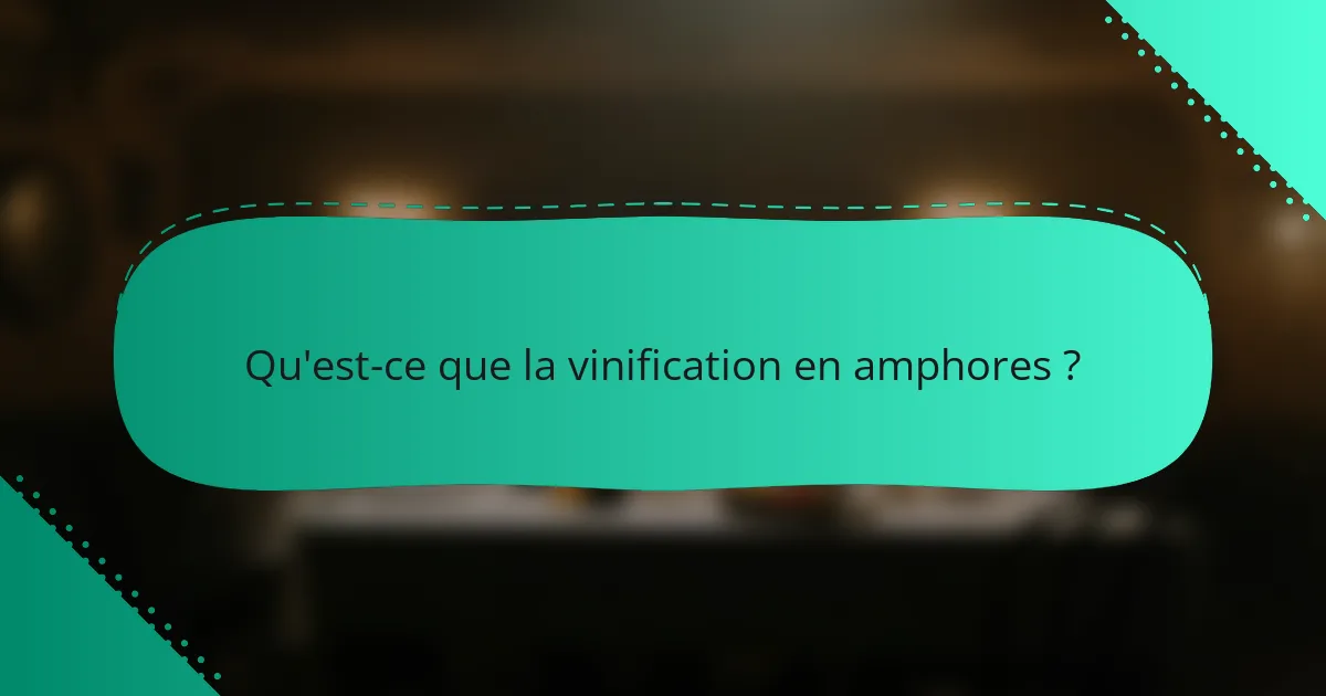 Qu'est-ce que la vinification en amphores ?