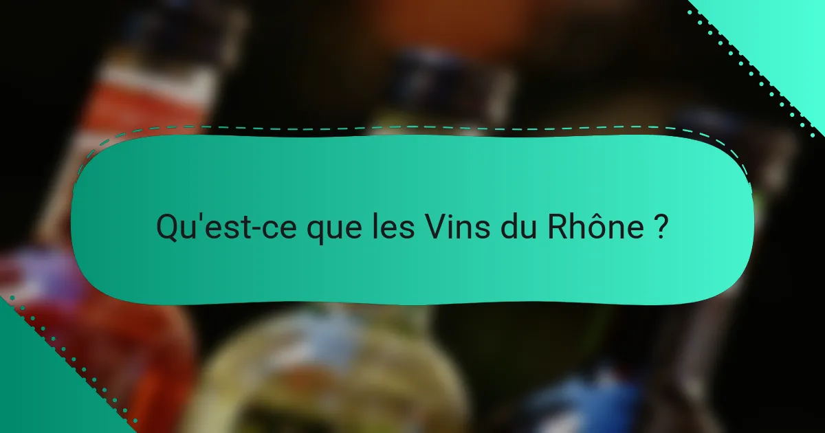 Qu'est-ce que les Vins du Rhône ?