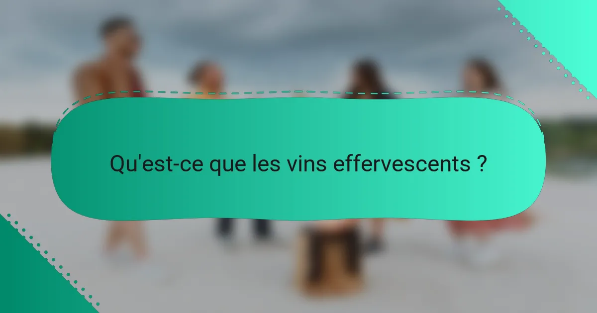 Qu'est-ce que les vins effervescents ?